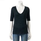 Women's Apt. 9&reg; Marled V-neck Tee, Size: Small, Green