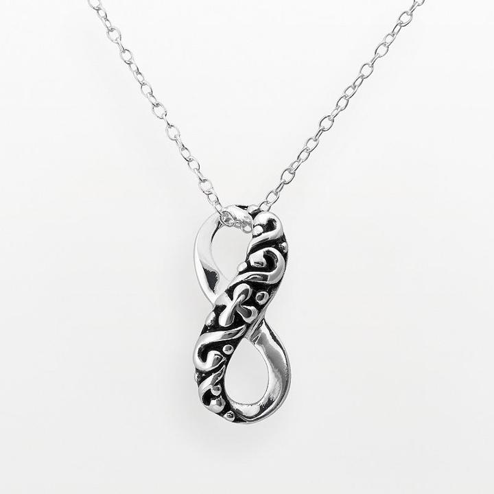 Sterling Silver Bali Infinity Pendant, Women's, Size: 18, Grey