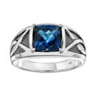 Lab-created Blue Topaz Sterling Silver Ring - Men, Size: 8