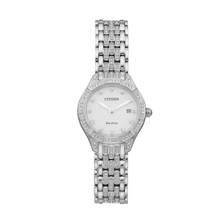 Citizen Eco-drive Women's Silhouette Crystal Stainless Steel Watch, Grey
