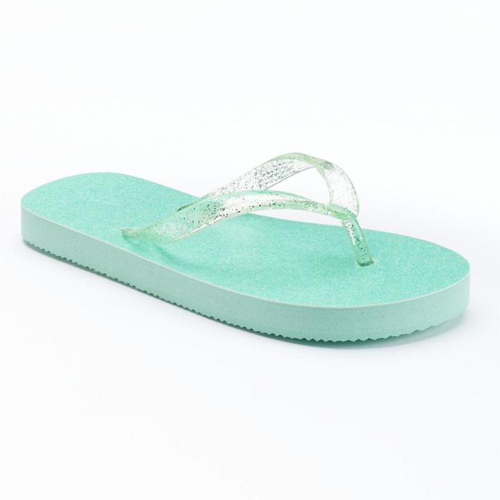 Girls 4-16 So&reg; Sparkle Glitter Flip Flops, Girl's, Size: M(12/13), Med Green