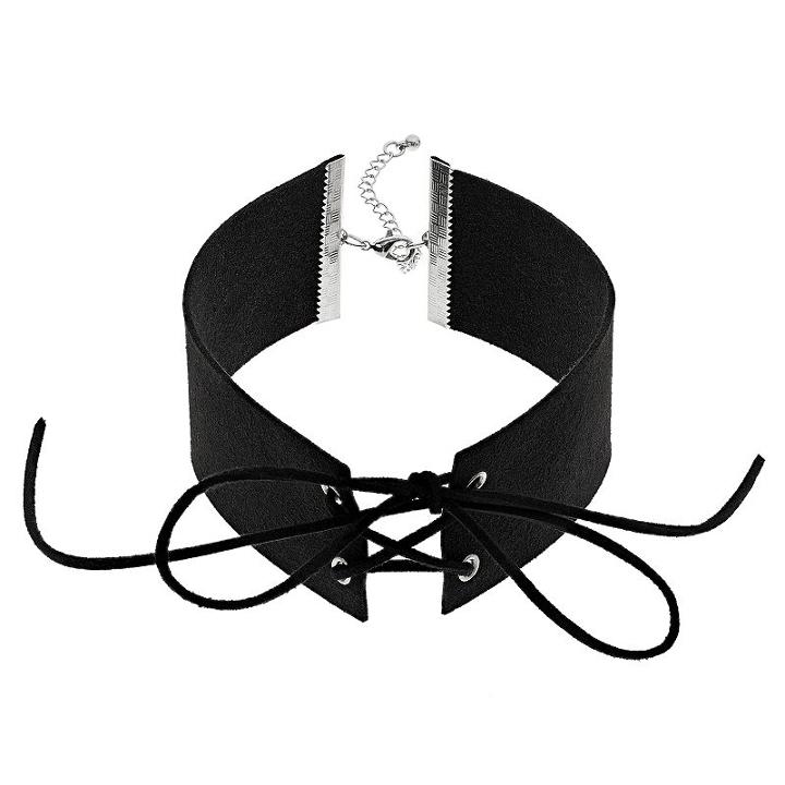 Mudd® Lace Up Collar Choker Necklace, Women's, Black