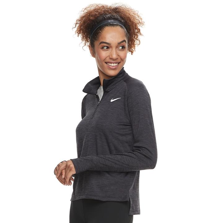 Women's Nike Pacer 1/2-zip Thumb-hole Running Top, Size: Large, Grey (charcoal)