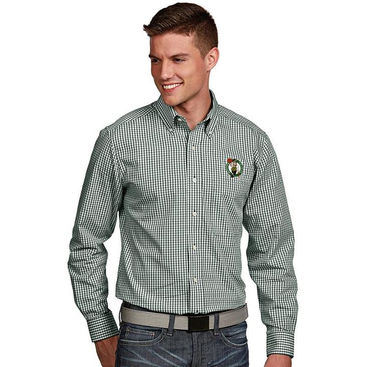 Men's Antigua Boston Celtics Associate Plaid Button-down Shirt, Size: Medium, White Oth