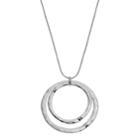 Long Hammered Double Ring Pendant Necklace, Women's, Silver