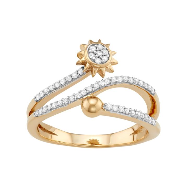 Sterling Silver 1/4 Carat T.w. Diamond Sun Bypass Ring, Women's, Size: 8, White