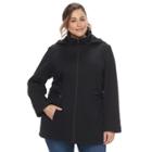 Plus Size D.e.t.a.i.l.s Hooded Side Tab Jacket, Women's, Size: 3xl, Black