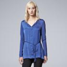 Women's Simply Vera Vera Wang Mixed-media Tunic, Size: Medium, Blue (navy)