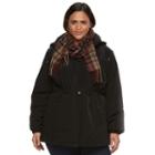 Plus Size Gallery Hooded Anorak Jacket & Scarf Set, Women's, Size: 2xl, Black