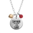 Fiora Crystal Sterling Silver Texas Tech Red Raiders Team Logo & Heart Pendant Necklace, Women's, Size: 16