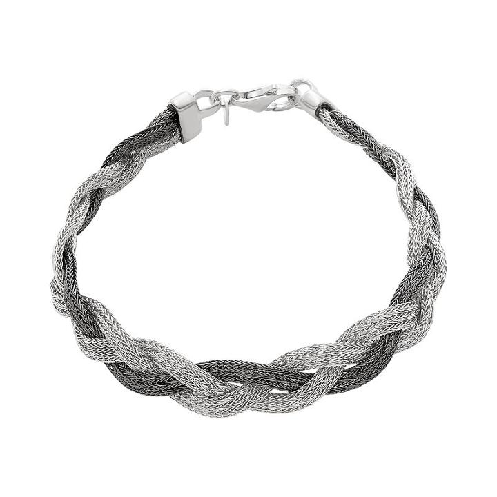 Sterling Silver Two Tone Mesh Braided Bracelet, Women's, Size: 7.5, Multicolor