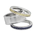 Logoart St. Louis Blues Stainless Steel Crystal Stack Ring Set, Women's, Size: 6, Multicolor
