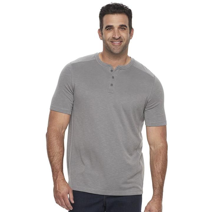 Big & Tall Croft & Barrow&reg; Classic-fit Slubbed Outdoor Performance Henley, Men's, Size: Xxl Tall, Grey