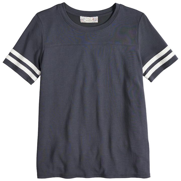 Girls Plus Size Pink Republic Crewneck Varsity Tee, Size: M Plus, Grey (charcoal)