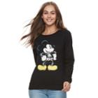 Disney's Mickey Mouse Juniors' Skeleton Raglan Top, Teens, Size: Small, Black