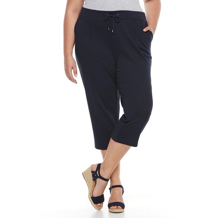 Plus Size Croft & Barrow&reg; Knit Capris, Women's, Size: 3xl, Blue (navy)
