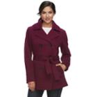 Women's D.e.t.a.i.l.s Hooded Double-breasted Fleece Jacket, Size: Xl, Med Purple
