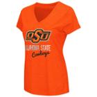Women's Campus Heritage Oklahoma State Cowboys V-neck Tee, Size: Large, Med Orange
