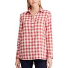 Women's Chaps Plaid Twill Shirt, Size: Xl, Pink