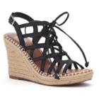 So&reg; Women's Lace-up Espadrille Wedge Sandals, Size: 10, Black