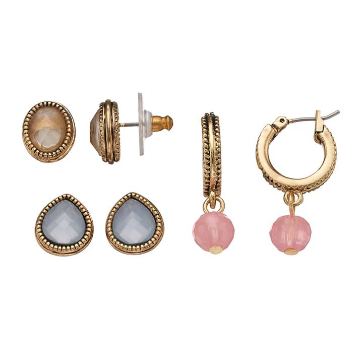 Napier Colorful Stud & Hoop Earring Set, Women's, Multicolor