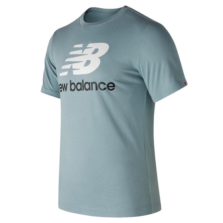 Men's New Balance Stacked Logo Tee, Size: Medium, Light Grey