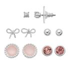 Lc Lauren Conrad Bow & Round Stud Earring Set, Women's, Pink