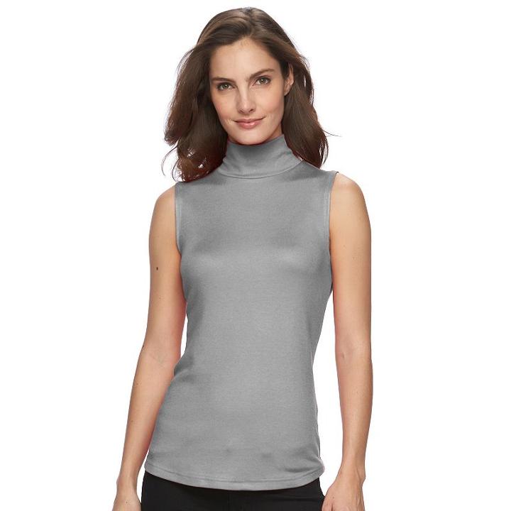 Women's Croft & Barrow&reg; Sleeveless Mockneck Top, Size: Xl, Med Grey