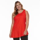 Plus Size Dana Buchman Asymmetrical Peplum Top, Women's, Size: 3xl, Brt Red