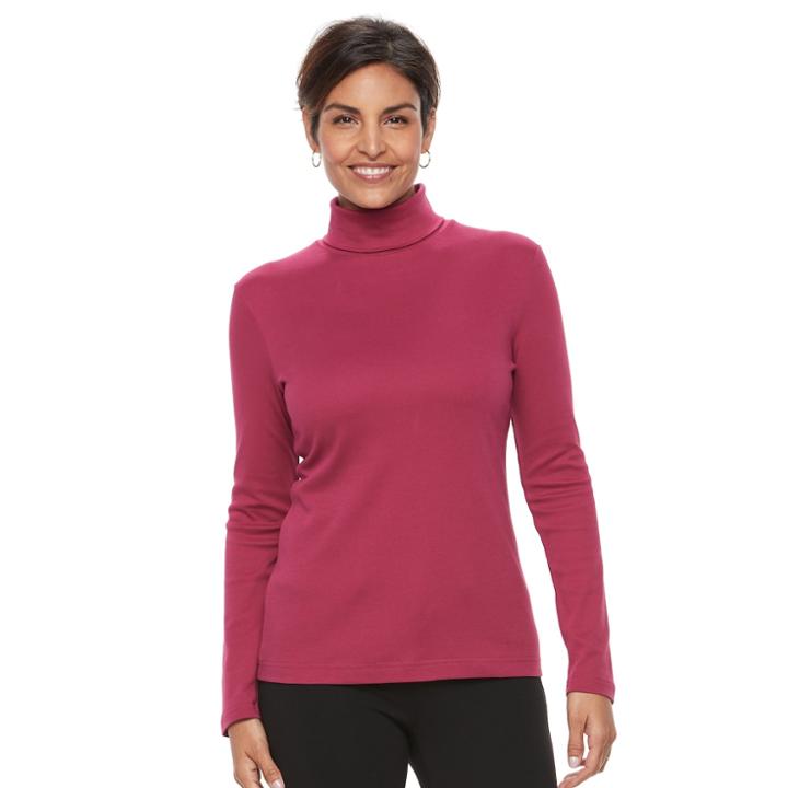 Women's Croft & Barrow&reg; Long Sleeve Turtleneck Top, Size: Xxl, Pink