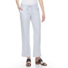 Women's Croft & Barrow&reg; Striped Linen-blend Pull-on Pants, Size: Large, Dark Blue