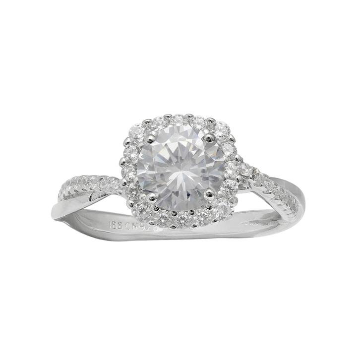 Primrose Sterling Silver Cubic Zirconia Crossover Halo Ring, Women's, Size: 7, White
