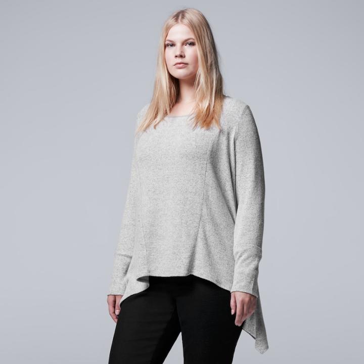 Plus Size Simply Vera Vera Wang High-low Top, Women's, Size: 1xl, Light Grey