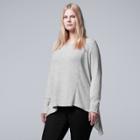 Plus Size Simply Vera Vera Wang High-low Top, Women's, Size: 1xl, Light Grey