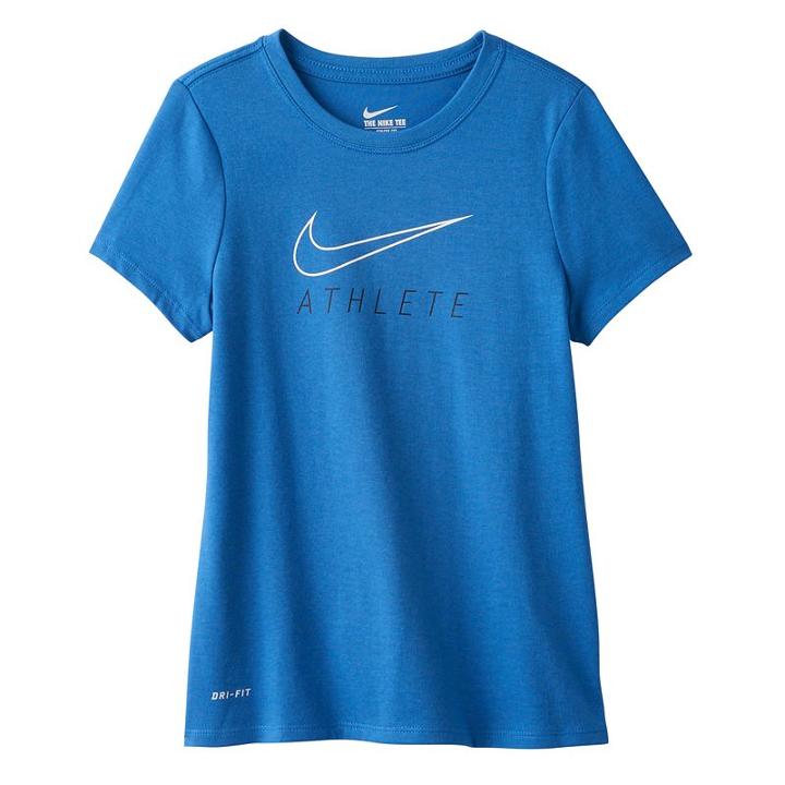 Girls 7-16 Nike Dri-fit Athlete Swoosh Tee, Girl's, Size: Small, Turquoise/blue (turq/aqua)