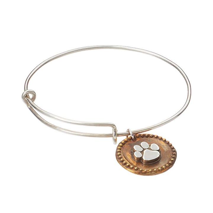 Dayna U Sterling Silver Clemson Tigers Antiqued Coin Bangle Bracelet, Women's, Grey