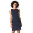 Women's Chaps Tiered Georgette Shift Evening Dress, Size: 18, Blue (navy)