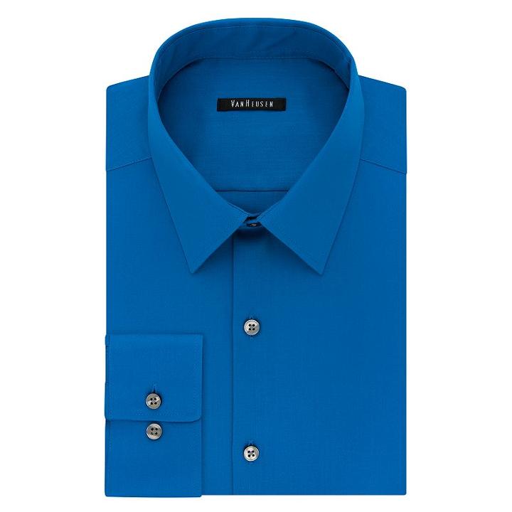 Men's Van Heusen Slim-fit Flex Collar Stretch Dress Shirt, Size: 17.5 36/37, Light Blue