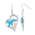 Sterling Silver Lab-created Opal & Cubic Zirconia Heart Drop Earrings, Women's, Blue