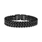 Lynx Black Ion-plated Stainless Steel Wheat Chain Bracelet - Men, Size: 8