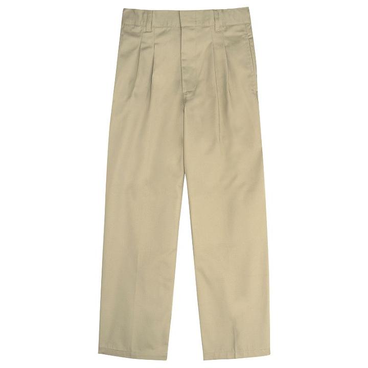 Boys 8-20 Husky French Toast School Uniform Modern-fit Adjustable-waist Double-knee Pleated Pants, Boy's, Size: 16 Husky, Beig/green (beig/khaki)