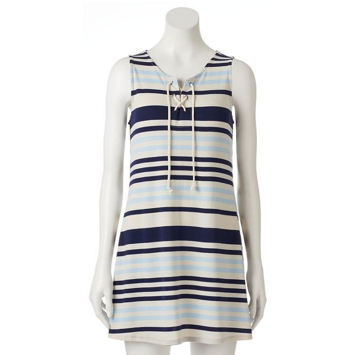 Juniors' About A Girl Knit Lace-up Dress, Size: Medium, Blue Other