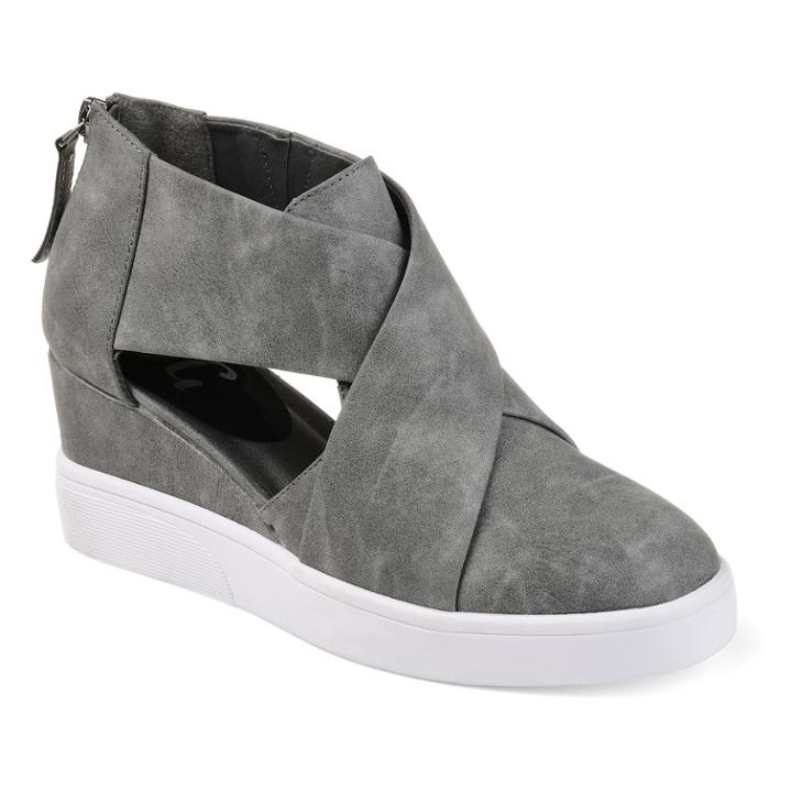 Journee Collection Journee Collection Seena Women's D'orsay Wedge Sneakers, Size: Medium (9), Grey