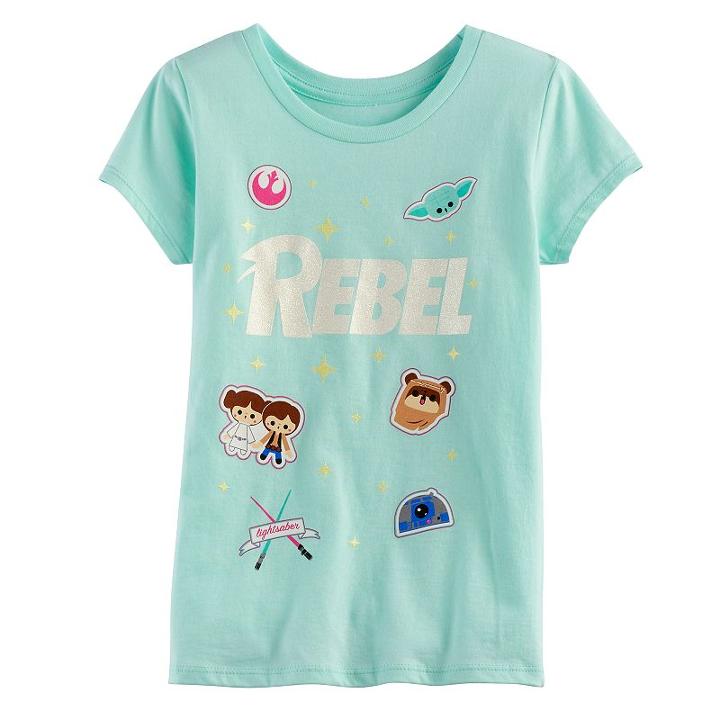 Girls 7-16 Star Wars Rebel Glitter Graphic Tee, Size: Large, Lt Green