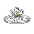 Stacks And Stones Sterling Silver Peridot Flower Stack Ring, Women's, Size: 8, Green