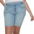 Juniors' Plus Size So&reg; Roll Cuff Bermuda Shorts, Teens, Size: 24, Light Blue