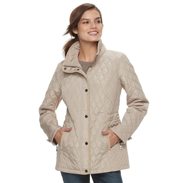Women's Sebby Collection Quilted Barn Jacket, Size: Small, Med Beige