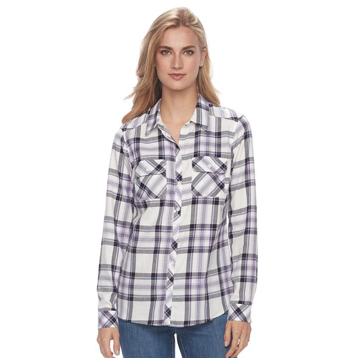 Women's Croft & Barrow&reg; Button-front Shirt, Size: Xxl, Drk Purple