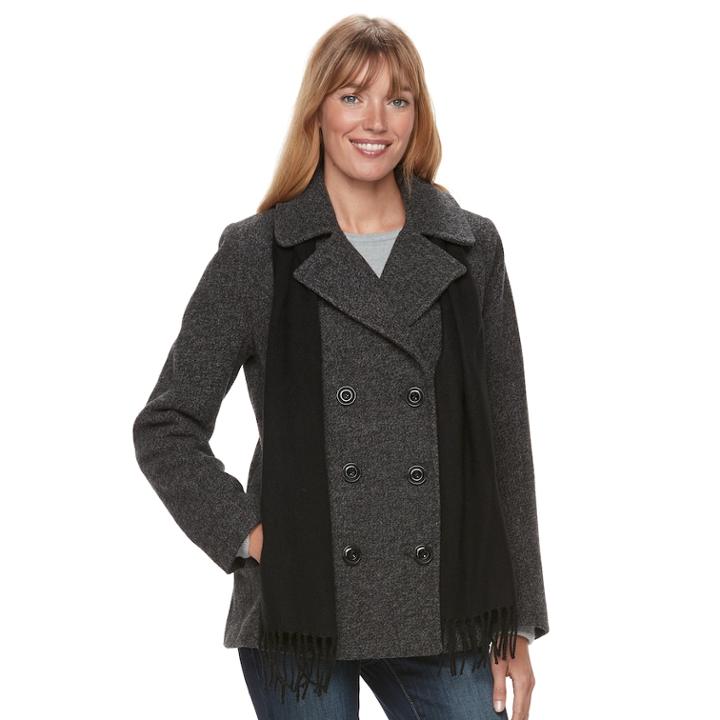Women's Tower By London Fog Wool Blend Peacoat, Size: Small, Grey (charcoal)