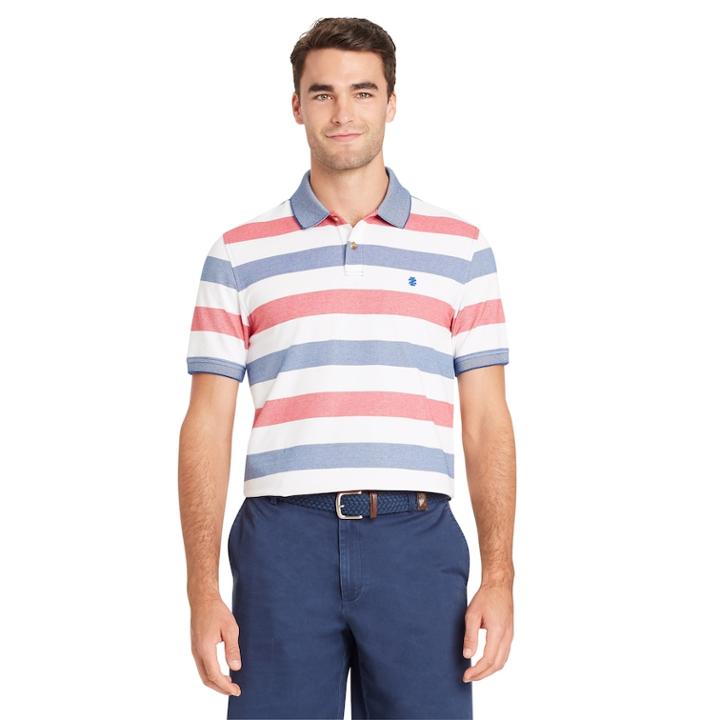 Big & Tall Izod Sportflex Classic-fit Striped Stretch Performance Polo, Men's, Size: Xl Tall, White